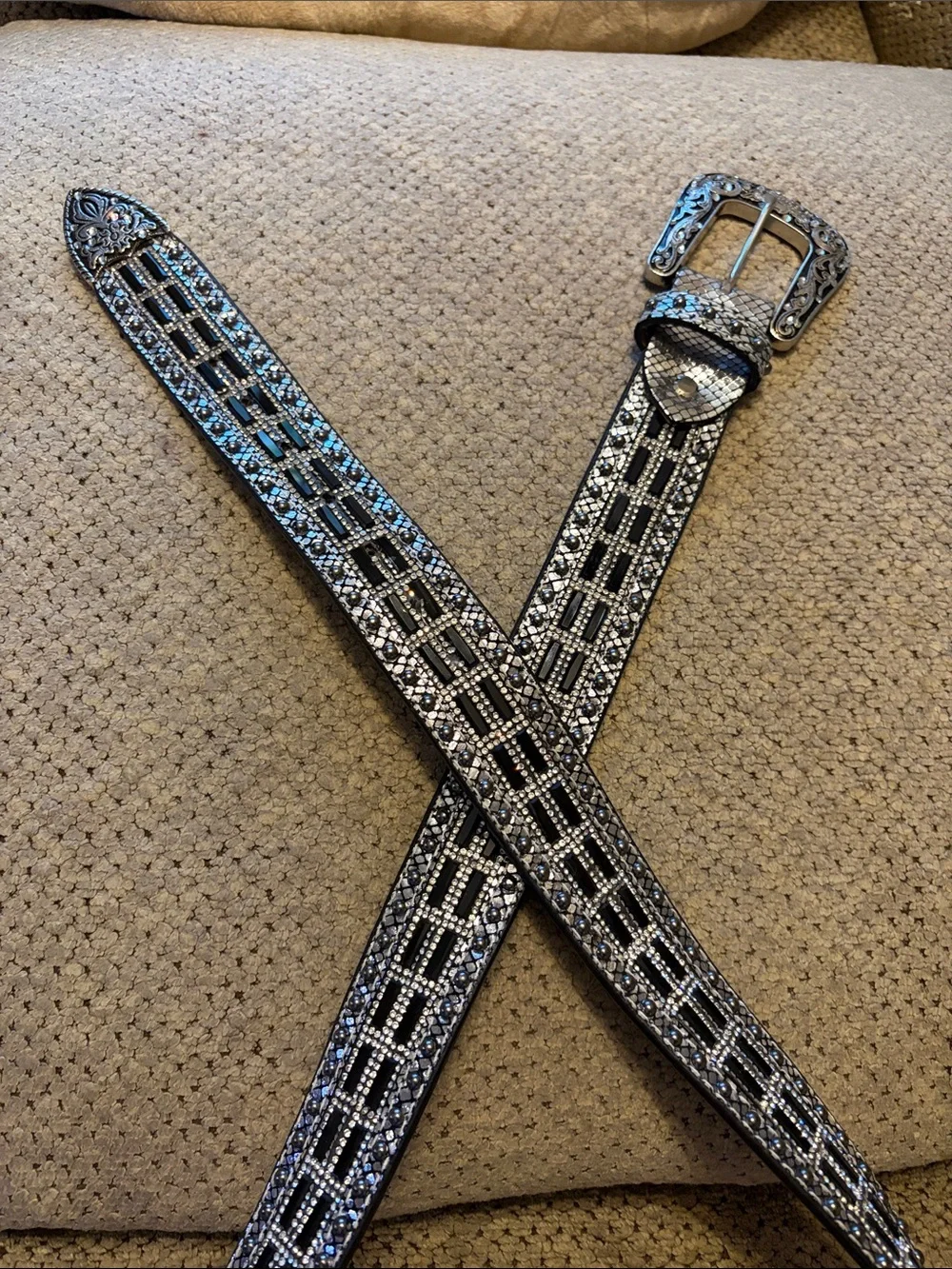 Nocona Ladies Studded Lizard Western Belt N320004601 XL 100% Genuine Leather